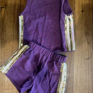 Girls Purple Sequin-Trim Tank & Short Set